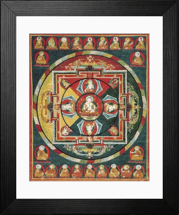 Framed Print : Painted Banner (Thangka) of Vajrasattva Mandala, 15th century. Creator: Unknown Framed Print : Painted Banner (Thangka) of Vajrasattva Mandala, 15th century. Creator: Unknown