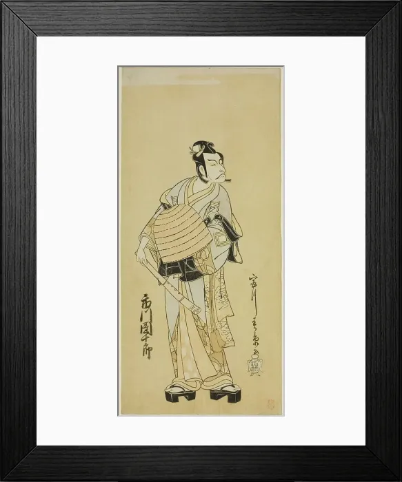 Framed Print : The Actor Ichikawa Danjuro V as Soga no Goro Disguised as a Komuso in the Play... c. 1771. Creator: Shunsho Framed Print : The Actor Ichikawa Danjuro V as Soga no Goro Disguised as a Komuso in the Play... c. 1771. Creator: Shunsho