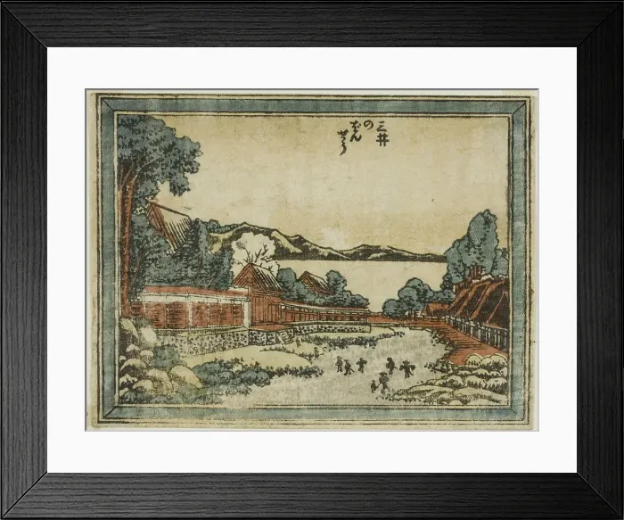 Framed Print : Evening Bell at Mii (Mii no bansho), from the series Eight Views of Omi in Etching Style...1804 / 16. Creator: Hokusai Framed Print : Evening Bell at Mii (Mii no bansho), from the series Eight Views of Omi in Etching Style...1804 / 16. Creator: Hokusai