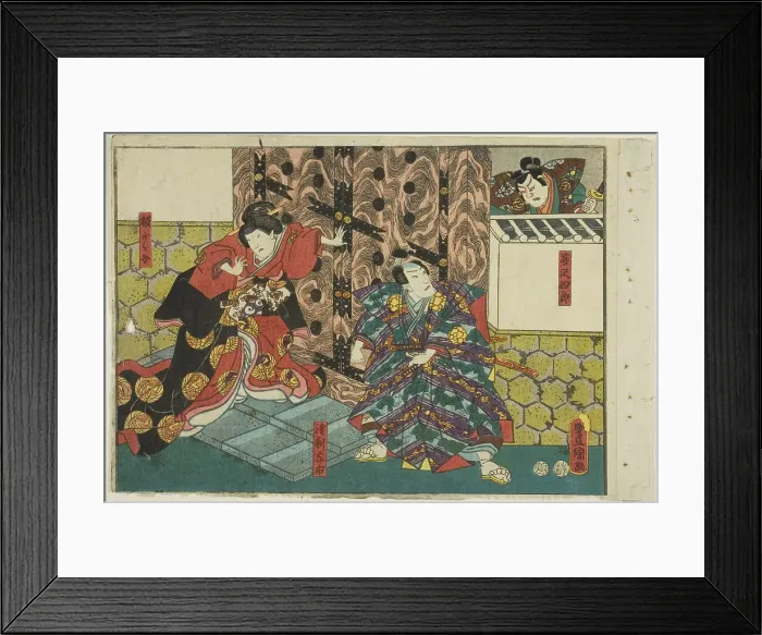 Framed Print : Actors as Fujisawa Shiro, Asari Yoichi, and Hangaku, from an untitled series of half...c. 1851 / 52. Creator: Utagawa Kunisada Framed Print : Actors as Fujisawa Shiro, Asari Yoichi, and Hangaku, from an untitled series of half...c. 1851 / 52. Creator: Utagawa Kunisada