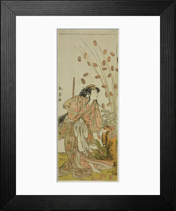 Framed Print : The Actor Segawa Kikunojo III as Hito-maru Disguised as the Courtesan Chiyozaki, in the... c. 1775. Creator: Shunsho Framed Print : The Actor Segawa Kikunojo III as Hito-maru Disguised as the Courtesan Chiyozaki, in the... c. 1775. Creator: Shunsho