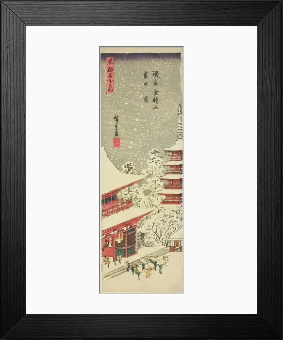 Framed Print : Kinryuzan Temple in Asakusa in Falling Snow (Asakusa Kinryuzan setchu no zu), from the ser... 1840. Creator: Ando Hiroshige Framed Print : Kinryuzan Temple in Asakusa in Falling Snow (Asakusa Kinryuzan setchu no zu), from the ser... 1840. Creator: Ando Hiroshige