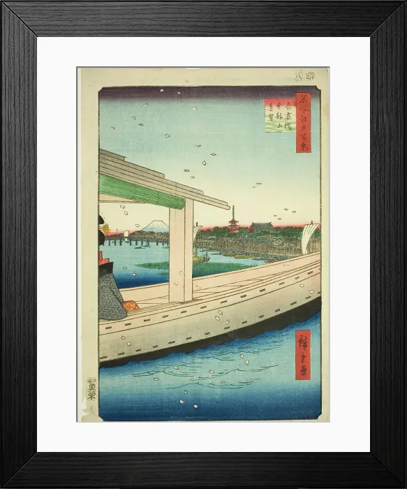 Framed Print : Distant View of Azuma Bridge and Kinryuzan Temple (Azumabashi Kinryuzan enbo), from the se... 1857. Creator: Ando Hiroshige Framed Print : Distant View of Azuma Bridge and Kinryuzan Temple (Azumabashi Kinryuzan enbo), from the se... 1857. Creator: Ando Hiroshige