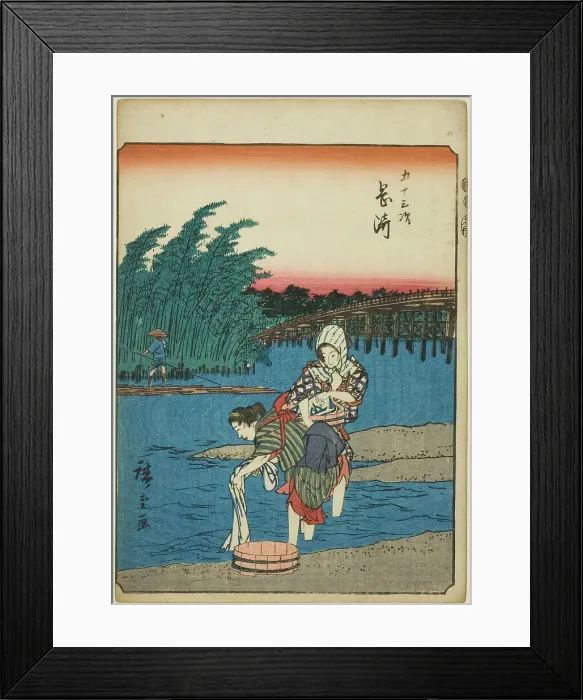 Framed Print : Okazaki, from the series Fifty-three Stations [of the Tokaido] (Gojusan tsugi), also...1852. Creator: Ando Hiroshige. Okazaki, from the series Fifty-three Stations [of the Tokaido] (Gojusan tsugi), also...1852