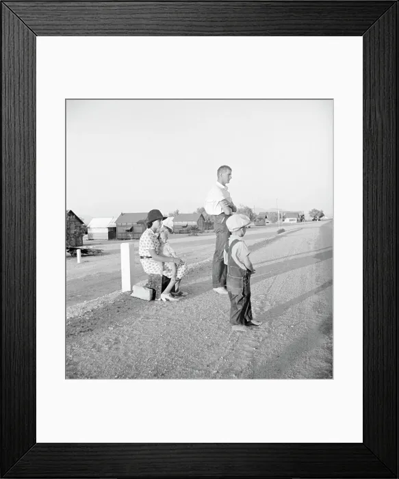 Framed Print : Oklahoma farm family on highway between Blythe and Indio - self-resettlement in California, 1936. Creator: Dorothea Lange Framed Print : Oklahoma farm family on highway between Blythe and Indio - self-resettlement in California, 1936. Creator: Dorothea Lange