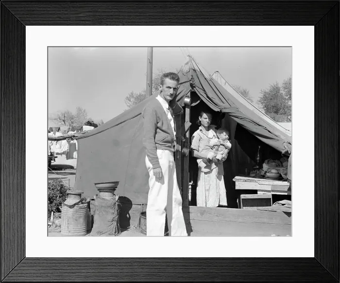 Framed Print : Tom Collins, manager of Kern migrant camp, California, with migrant mother and child, 1936. Creator: Dorothea Lange Framed Print : Tom Collins, manager of Kern migrant camp, California, with migrant mother and child, 1936. Creator: Dorothea Lange