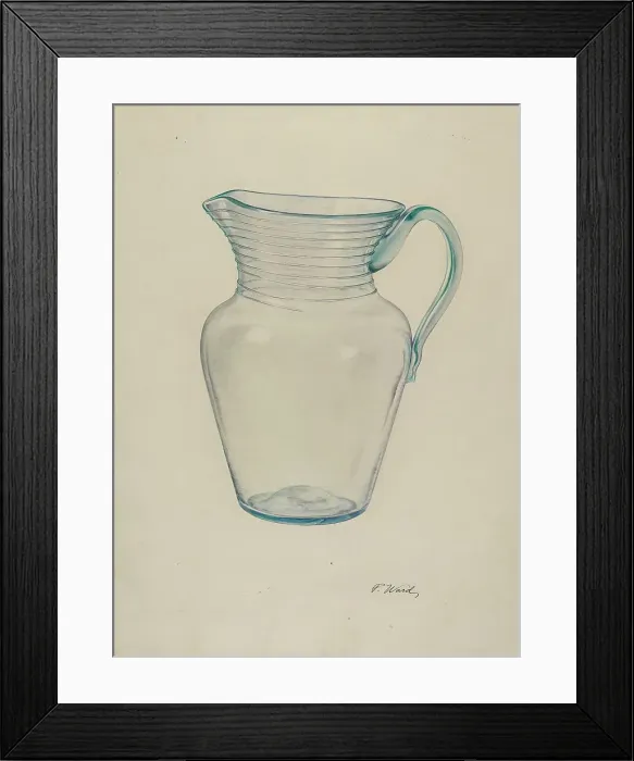 Framed Print : Glass Water Pitcher, c. 1940. Creator: Paul Ward Framed Print : Glass Water Pitcher, c. 1940. Creator: Paul Ward