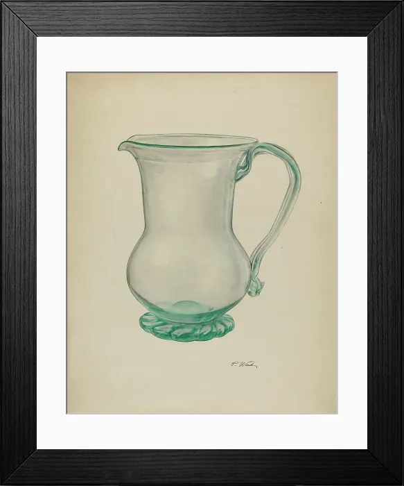 Framed Print : Glass Water Pitcher, c. 1940. Creator: Paul Ward