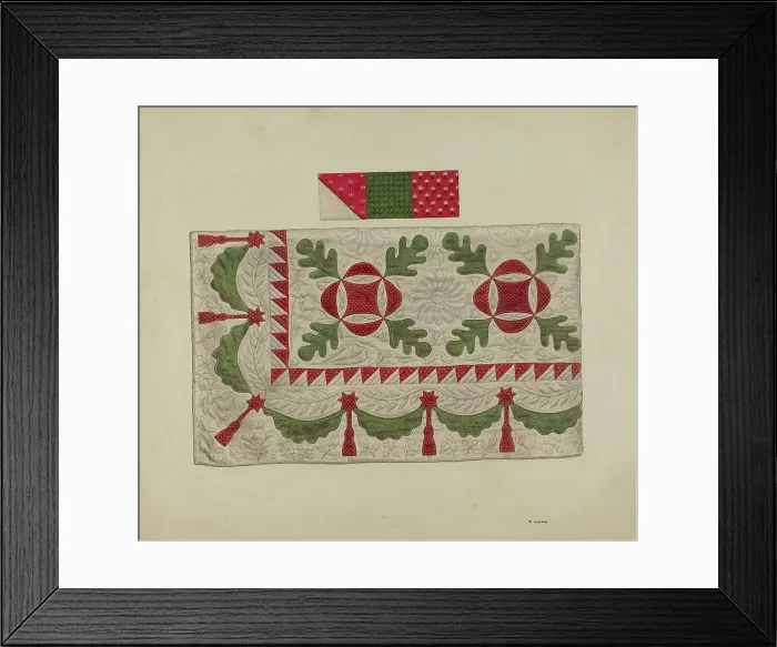 Framed Print : Quilt - Oak Leaf, c. 1937. Creator: Paul Ward Framed Print : Quilt - Oak Leaf, c. 1937. Creator: Paul Ward