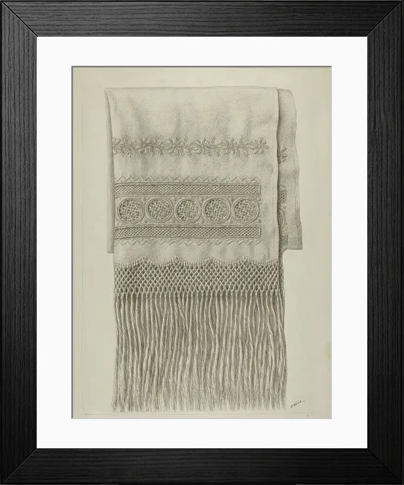 Framed Print : Embroidered Cloth, c. 1939. Creator: Paul Ward Framed Print : Embroidered Cloth, c. 1939. Creator: Paul Ward