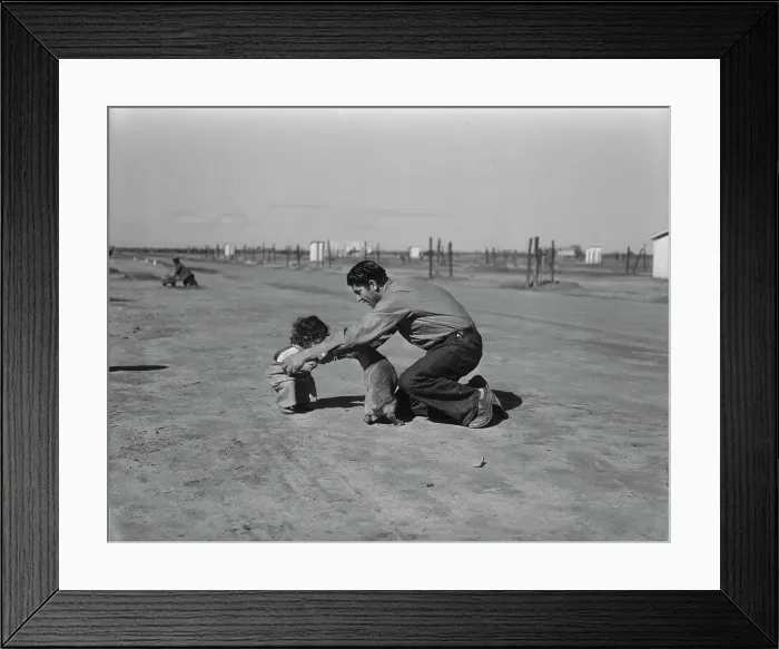 Framed Print : Drought refugees - penniless Oklahomans camped along highway, California, 1936. Creator: Dorothea Lange Framed Print : Drought refugees - penniless Oklahomans camped along highway, California, 1936. Creator: Dorothea Lange