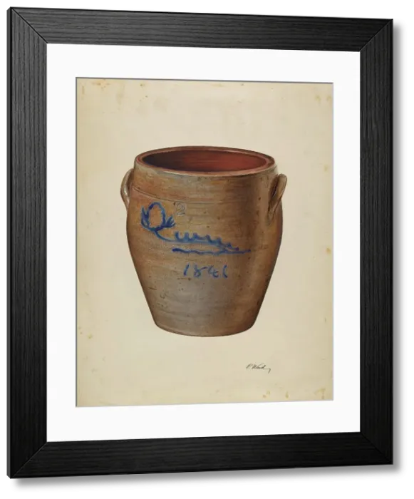 Framed Print : Pottery Jar, c. 1940. Creator: Paul Ward Framed Print : Pottery Jar, c. 1940. Creator: Paul Ward