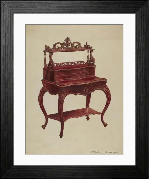 Framed Print : Desk, c. 1937. Creator: Paul Ward Framed Print : Desk, c. 1937. Creator: Paul Ward