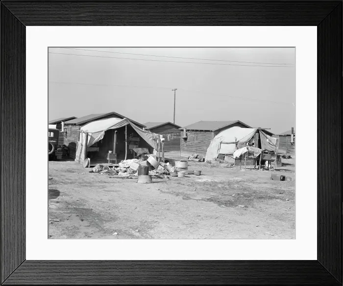 Framed Print : Company housing for cotton workers near Corcoran, California, 1936. Creator: Dorothea Lange Framed Print : Company housing for cotton workers near Corcoran, California, 1936. Creator: Dorothea Lange