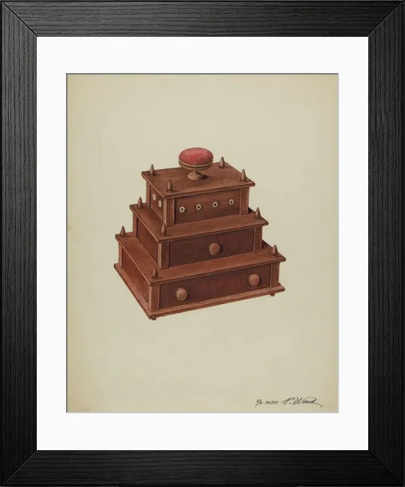 Framed Print : Sewing Cabinet, 1935 / 1942. Creator: Paul Ward Framed Print : Sewing Cabinet, 1935 / 1942. Creator: Paul Ward
