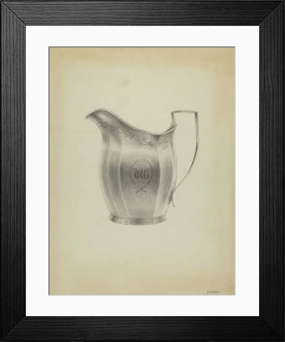 Framed Print : Silver Pitcher, 1935 / 1942. Creator: Michael Fenga Framed Print : Silver Pitcher, 1935 / 1942. Creator: Michael Fenga