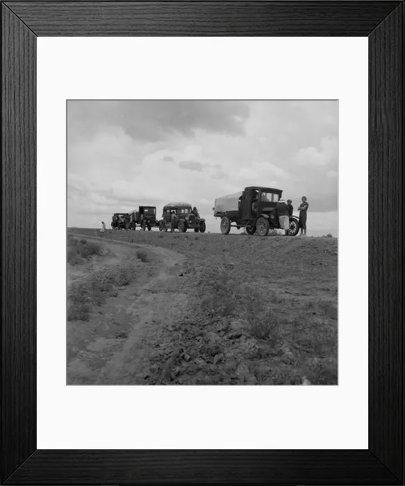 Framed Print : Drought refugee families from Oklahoma on road to Roswell, New Mexico, near Lordsburg, 1937. Creator: Dorothea Lange Framed Print : Drought refugee families from Oklahoma on road to Roswell, New Mexico, near Lordsburg, 1937. Creator: Dorothea Lange