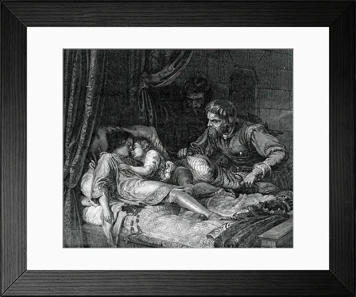 Framed Print : Murder of the Two Princes in the Tower - (Die Söhne Eduards IV.) - painted by Hildebrandt, 1850. Creator: Unknown Framed Print : Murder of the Two Princes in the Tower - (Die Söhne Eduards IV.) - painted by Hildebrandt, 1850. Creator: Unknown