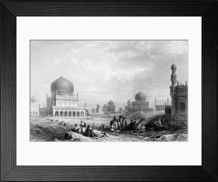 Framed Print : Tombs of the Kings of Golconda, 1845. Creator: William Purser Framed Print : Tombs of the Kings of Golconda, 1845. Creator: William Purser