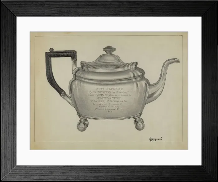Framed Print : Silver Teapot, 1935 / 1942. Creator: Michael Fenga Framed Print : Silver Teapot, 1935 / 1942. Creator: Michael Fenga