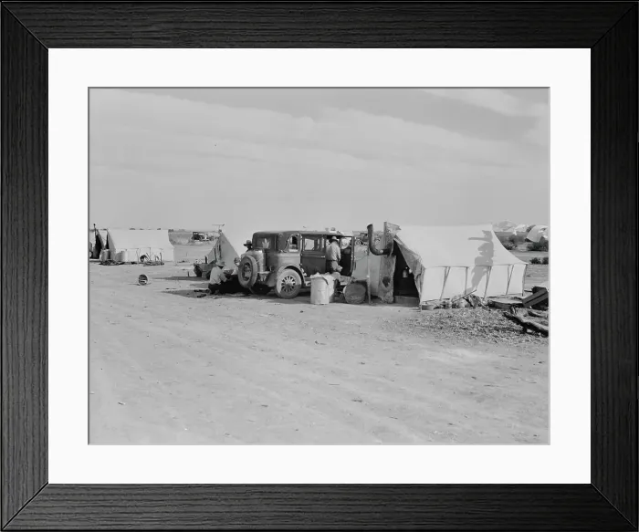 Framed Print : Squatter camp on county road near Calipatria, 1937. Creator: Dorothea Lange Framed Print : Squatter camp on county road near Calipatria, 1937. Creator: Dorothea Lange