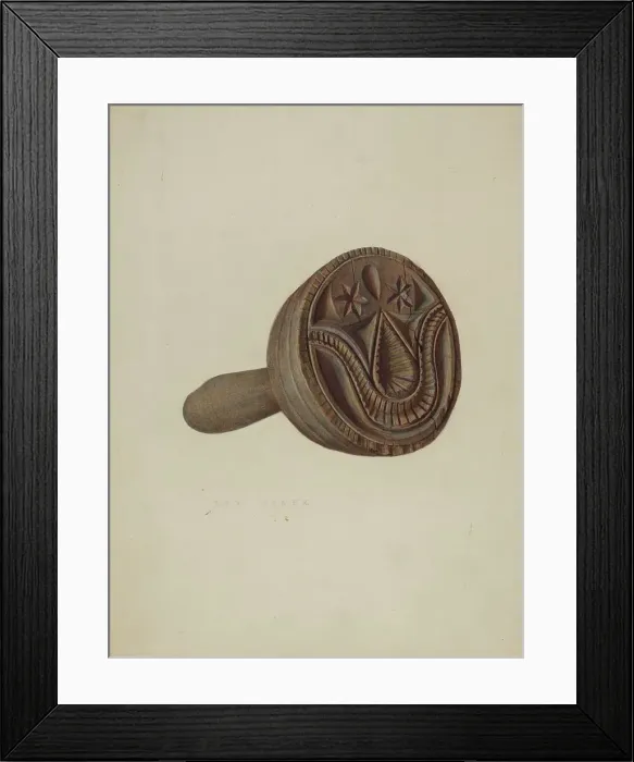 Framed Print : Pa. German Butter Mold, c. 1938. Creator: Roy Weber Framed Print : Pa. German Butter Mold, c. 1938. Creator: Roy Weber