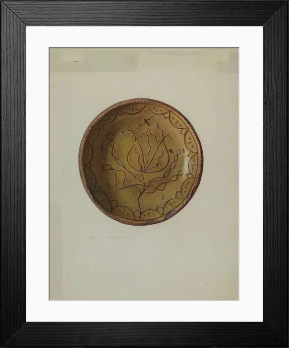 Framed Print : Pa. German Plate, c. 1938. Creator: Roy Weber Framed Print : Pa. German Plate, c. 1938. Creator: Roy Weber
