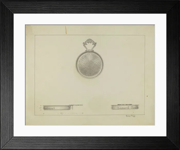 Framed Print : Silver Lemon Strainer, c. 1936. Creator: Michael Fenga Framed Print : Silver Lemon Strainer, c. 1936. Creator: Michael Fenga
