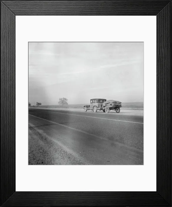 Framed Print : Migrant family on U.S. Highway 99 between Bakersfield and Famoso, California, 1936. Creator: Dorothea Lange Framed Print : Migrant family on U.S. Highway 99 between Bakersfield and Famoso, California, 1936. Creator: Dorothea Lange