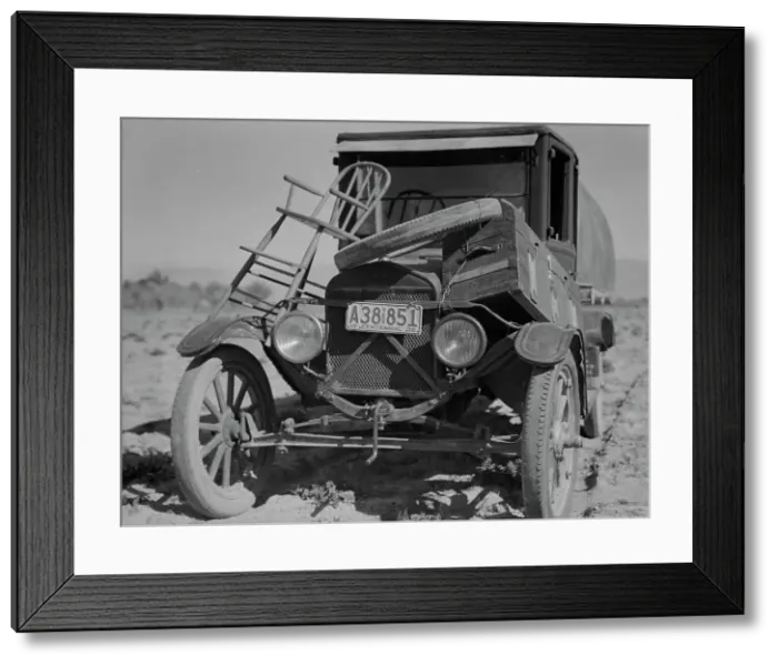 Framed Print : Car of drought refugee on edge of carrot field in the Coachella Valley, California, 1937. Creator: Dorothea Lange Framed Print : Car of drought refugee on edge of carrot field in the Coachella Valley, California, 1937. Creator: Dorothea Lange