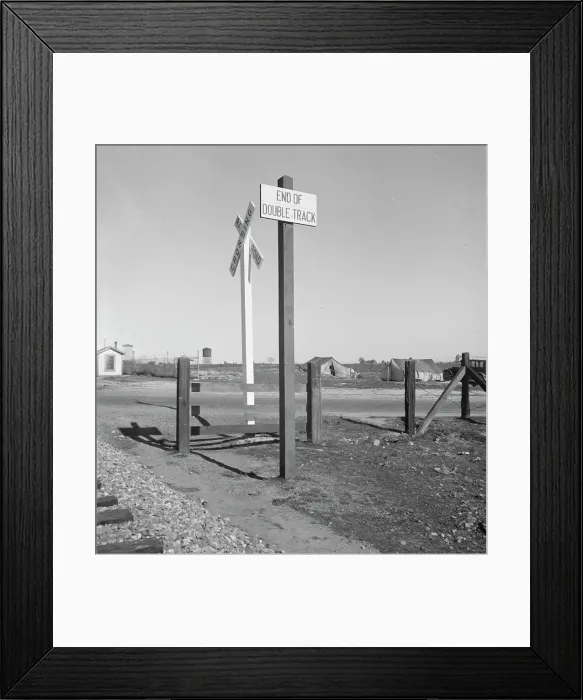 Framed Print : Migrants tents...along the right of way of the southern pacific, near Fresno, California, 1939. Creator: Dorothea Lange Framed Print : Migrants tents...along the right of way of the southern pacific, near Fresno, California, 1939. Creator: Dorothea Lange