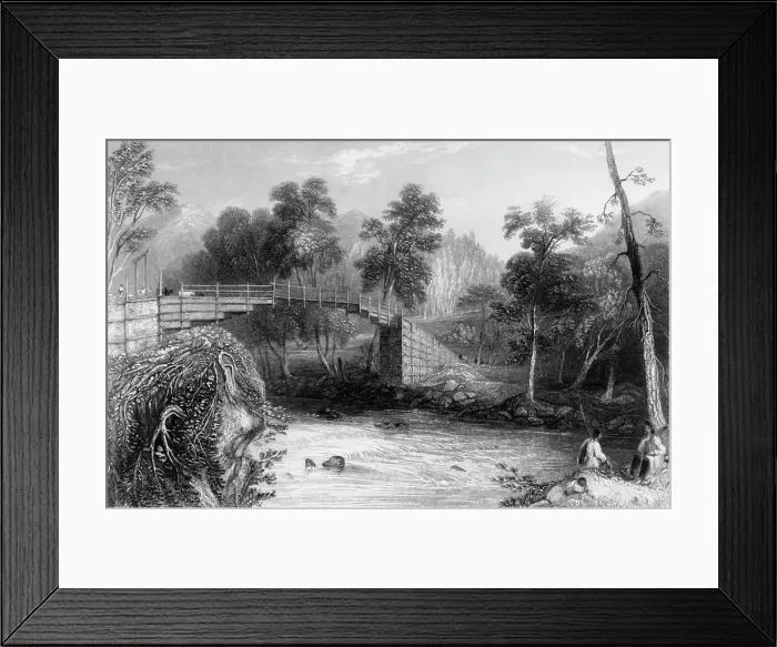 Framed Print : The Bridge at Bhurkote, 1845. Creator: William Purser Framed Print : The Bridge at Bhurkote, 1845. Creator: William Purser