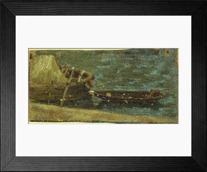 Framed Print : Moored boats, c1870. Creator: Charles-Emile Cuisin Framed Print : Moored boats, c1870. Creator: Charles-Emile Cuisin