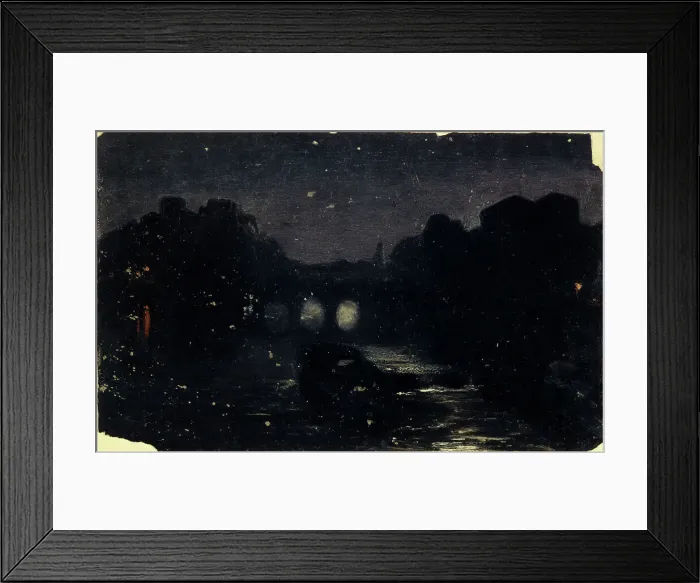 Framed Print : Nightfall on the banks of the Seine, c1870. Creator: Charles-Emile Cuisin Framed Print : Nightfall on the banks of the Seine, c1870. Creator: Charles-Emile Cuisin