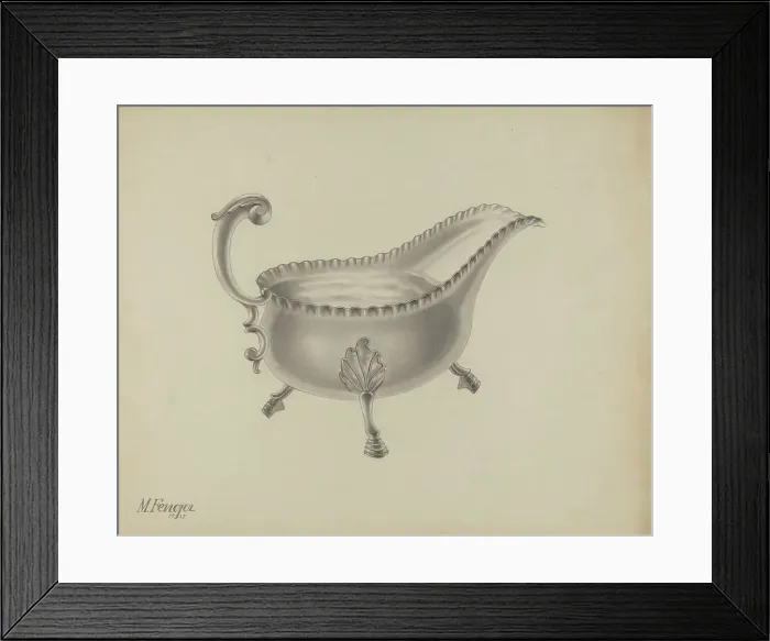 Framed Print : Silver Sauce Boat, 1937. Creator: Michael Fenga Framed Print : Silver Sauce Boat, 1937. Creator: Michael Fenga