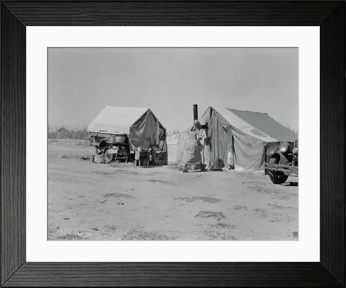 Framed Print : Home of a dust bowl refugee in California, Imperial County, California, 1937. Creator: Dorothea Lange Framed Print : Home of a dust bowl refugee in California, Imperial County, California, 1937. Creator: Dorothea Lange