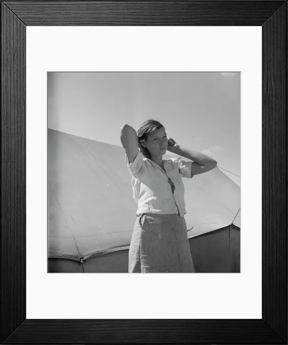 Framed Print : Woman in pea picker's camp, California, 1937. Creator: Dorothea Lange Framed Print : Woman in pea picker's camp, California, 1937. Creator: Dorothea Lange