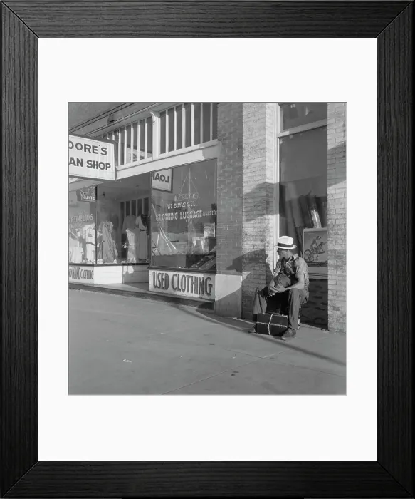 Framed Print : Main street storefront, Chickasaw, Oklahoma, 1937. Creator: Dorothea Lange Framed Print : Main street storefront, Chickasaw, Oklahoma, 1937. Creator: Dorothea Lange