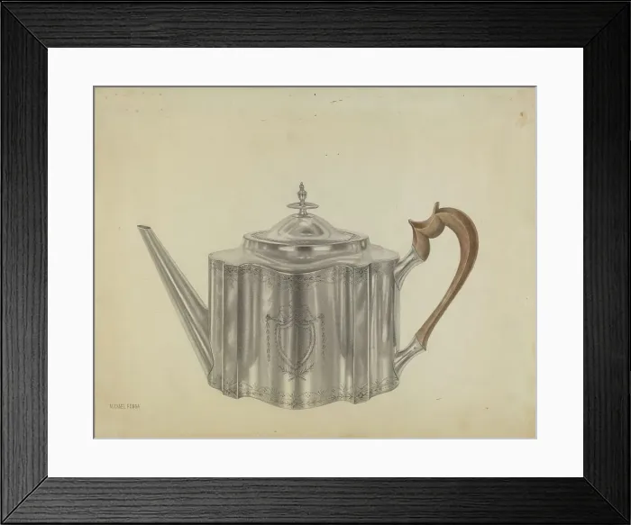 Framed Print : Silver Teapot, c. 1938. Creator: Michael Fenga Framed Print : Silver Teapot, c. 1938. Creator: Michael Fenga