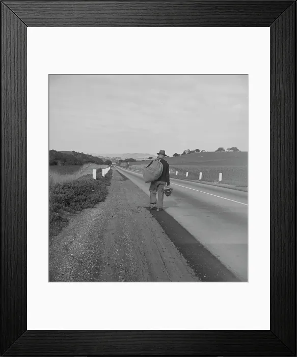 Framed Print : Itinerant worker on U.S. 101 near San Luis Obispo, California, 1939. Creator: Dorothea Lange Framed Print : Itinerant worker on U.S. 101 near San Luis Obispo, California, 1939. Creator: Dorothea Lange