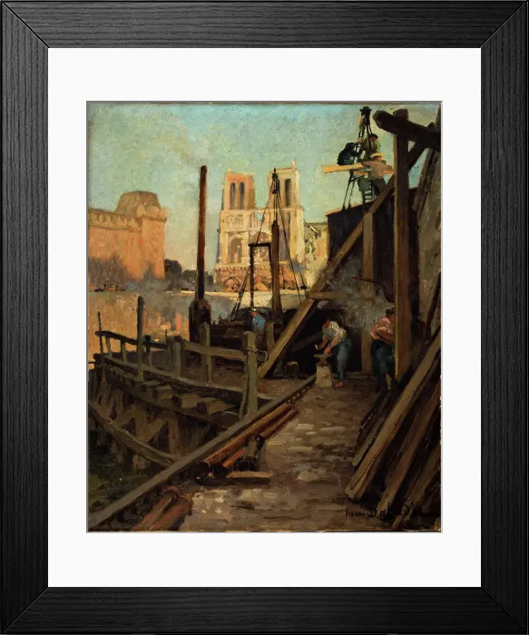 Framed Print : Metro works at the Quai Saint-Michel, c1906. Creator: Henri Dabadie Framed Print : Metro works at the Quai Saint-Michel, c1906. Creator: Henri Dabadie