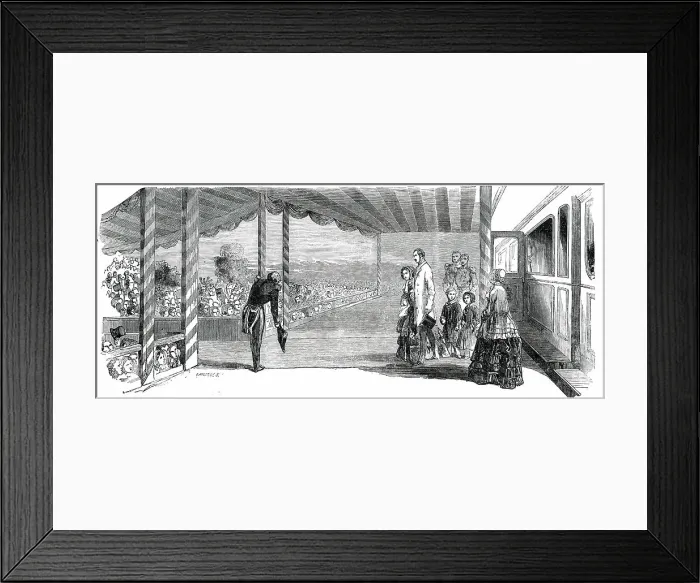 Framed Print : Queen Victoria and Prince Albert at the Railway Station at Edinburgh, 1850. Creator: Ebenezer Landells Framed Print : Queen Victoria and Prince Albert at the Railway Station at Edinburgh, 1850. Creator: Ebenezer Landells