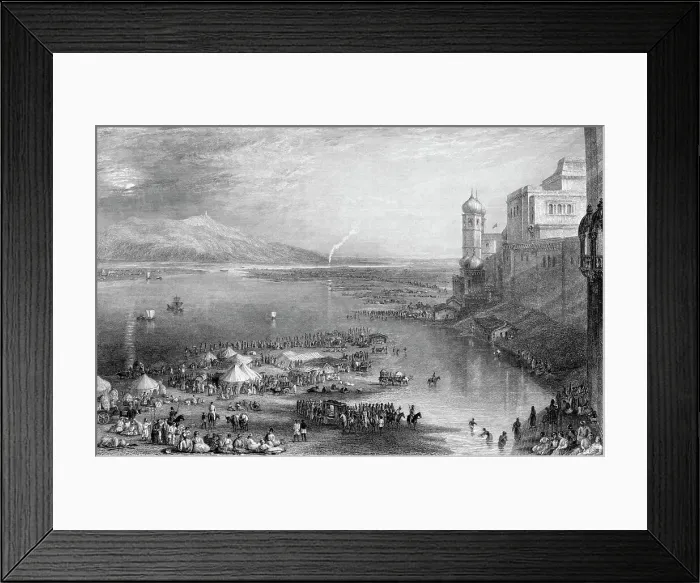 Framed Print : Pilgrims at the Sacred Fair of Hurdwar, 1845. Creator: Unknown Framed Print : Pilgrims at the Sacred Fair of Hurdwar, 1845. Creator: Unknown