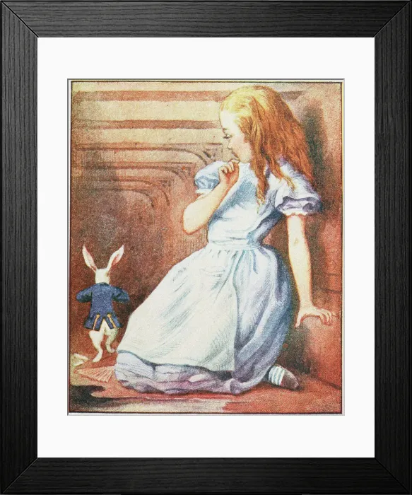 Framed Print : The rabbit started violently, dropped the white kid gloves and the fan.. 1911. Creator: Tenniel, Sir John (1820-1914) Framed Print : The rabbit started violently, dropped the white kid gloves and the fan.. 1911. Creator: Tenniel, Sir John (1820-1914)