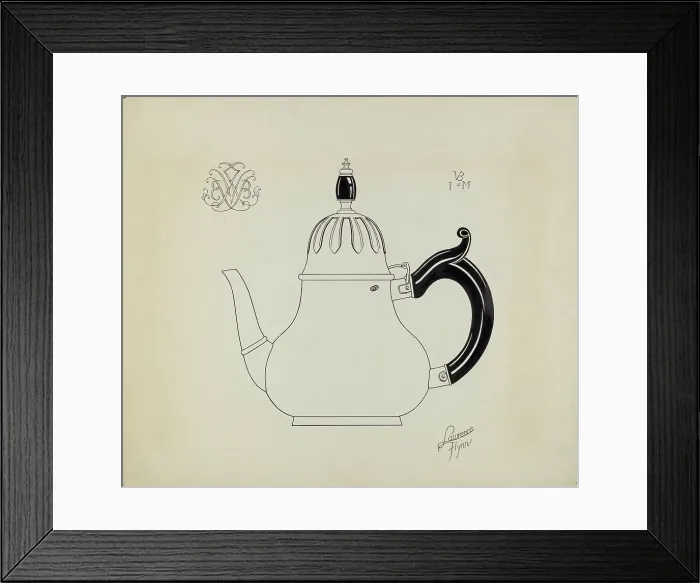 Framed Print : Silver Teapot, c. 1938. Creator: Lawrence Flynn Framed Print : Silver Teapot, c. 1938. Creator: Lawrence Flynn