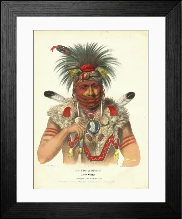 Framed Print : Ne-Sou-A Quoit, a Fox Chief, 1837. Creator: Albert Newsam Framed Print : Ne-Sou-A Quoit, a Fox Chief, 1837. Creator: Albert Newsam