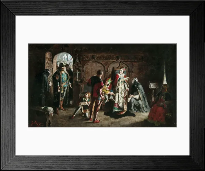 Framed Print : Sten Sture the Elder Frees the Captive Danish Queen Christina from the Vadstena Monastery, 1876. Creator: Larsson, Carl (1853-1919) Framed Print : Sten Sture the Elder Frees the Captive Danish Queen Christina from the Vadstena Monastery, 1876. Creator: Larsson, Carl (1853-1919)