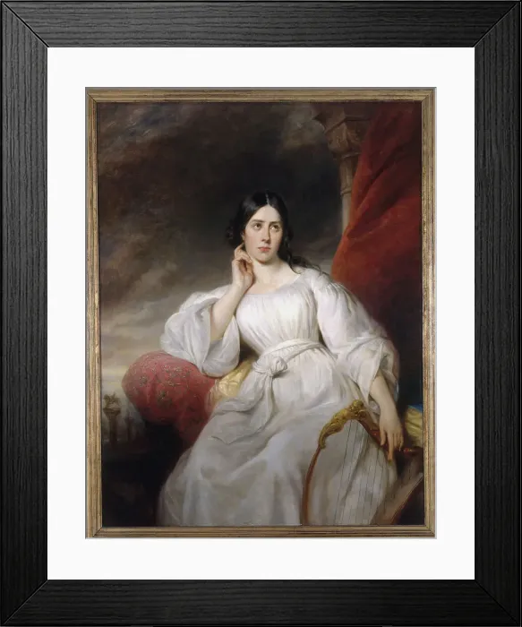 Framed Print : Portrait of Maria Malibran-Garcia (1808-1836), in the role of Des Démone, 1830. Creator: Henri Decaisne Framed Print : Portrait of Maria Malibran-Garcia (1808-1836), in the role of Des Démone, 1830. Creator: Henri Decaisne