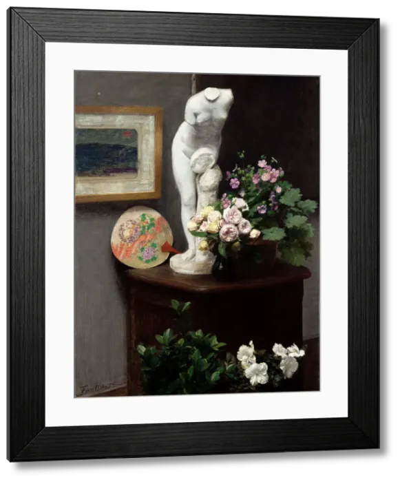 Framed Print : Still Life with Torso and Flowers, 1874. Creator: Fantin-Latour, Henri (1836-1904) Framed Print : Still Life with Torso and Flowers, 1874. Creator: Fantin-Latour, Henri (1836-1904)