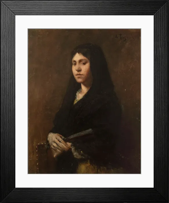 Framed Print : Woman with a fan, between 1873 and 1892. Creator: Jean Alexandre Joseph Falguiere Framed Print : Woman with a fan, between 1873 and 1892. Creator: Jean Alexandre Joseph Falguiere